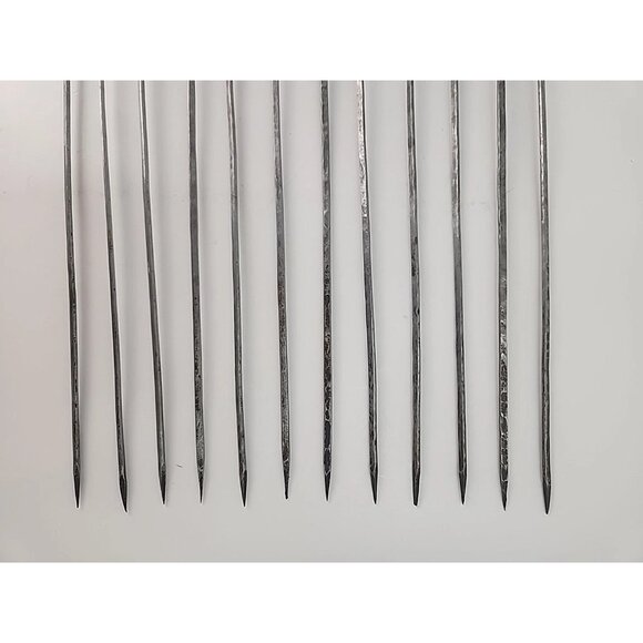 12 Vintage Unique African Brass & Stainless Steel Kebab Skewers 19" Souvlaki - Picture 2 of 9